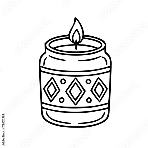 Aromatherapy candle with ethnic decorative pattern