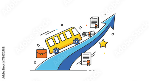 Business growth and development concept with upward arrow.