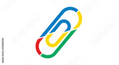Colorful paperclip icon symbol isolated on a white background.