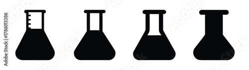Science lab glassware liquid levels illustration for chemistry and biology experiments research and analysis