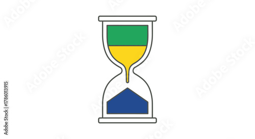 Hourglass with Green and Yellow Sand - Time Concept.