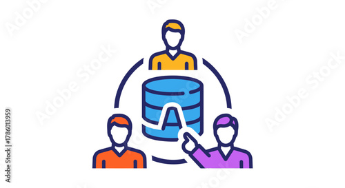 Icon of people working with a shared database.