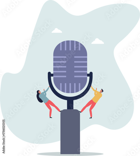 Podcast in episodic series of digital audio records broadcast or streaming via internet for easy listeners, professional podcasters .about a man and his life.