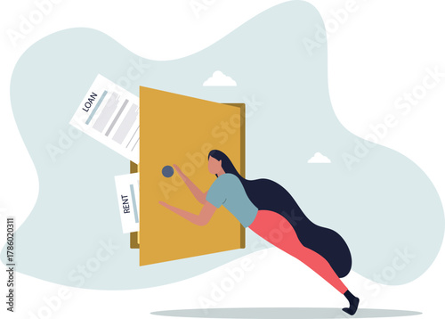 Overspend causing debt problem, financial failure or mistake, mortgage loan risk, bankrupt or credit score trouble concept.life and employment of people.