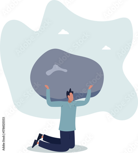 Work responsibility, pressure or problem, debt burden or difficulty challenge, struggle, or overworked, effort or punishment concept.life and employment of people.