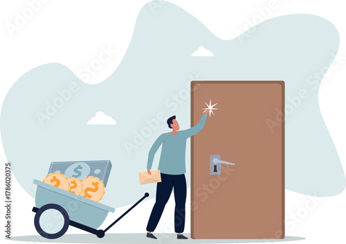Opportunity or money knock on the door, new business chance or job and career offer, investment return or dividend concept.life and employment of people.