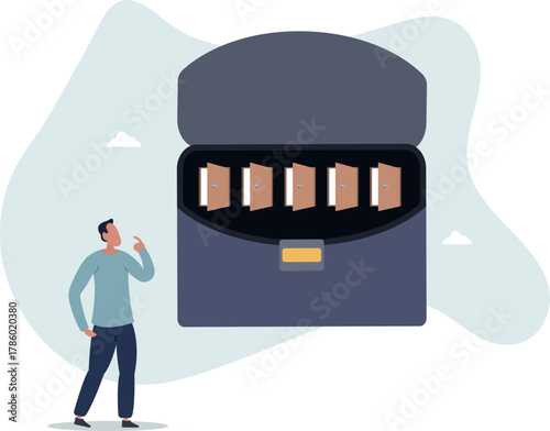 Choosing choices, make decision for career opportunity, alternative pathway, decide for new job or select important chance,life and employment of people.