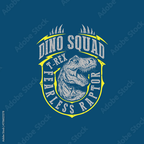 Dino Sqaud t-rex Fearless Raptor vector emblem graphic design