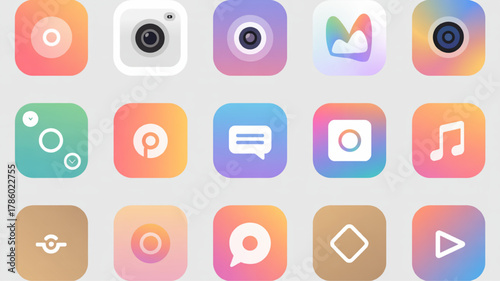 Set of gradient app icons flat vector design elements for user interface and mobile apps isolated on white background