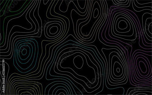 black and white topography vector background. Background of the topographic map. Topographic lines, contour background. topography map texture. Topographic lines texture.