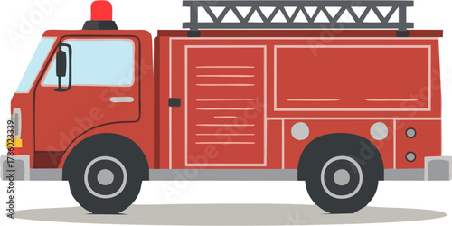 Minimalist Fire Truck Vector Side View – Classic Red Emergency Vehicle