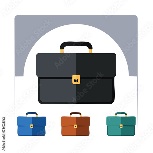 Set of colorful business briefcases in flat design style.