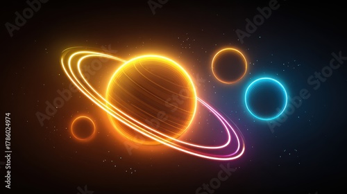 Vibrant cosmic planets illustration