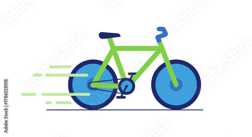 A green bicycle moving at high speed illustration.