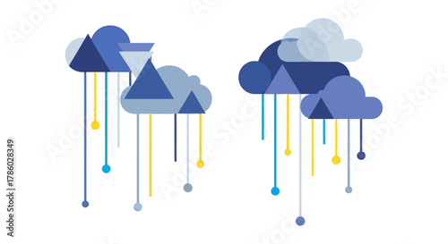Cloud Computing Data Transfer and Storage Illustration.