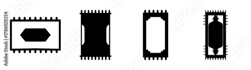 Find prayer rugs islamic prayer mat muslim prayer rug with geometric design and fringe vector set