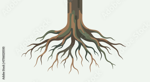 Detailed illustration of tree roots spreading underground.