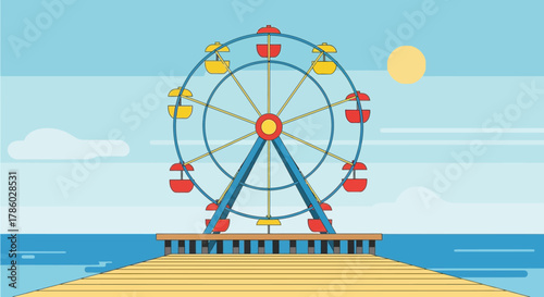 Ferris Wheel on Pier - A Seaside Amusement.