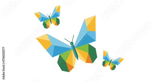 Geometric Butterflies - A Colorful Low Poly Design.