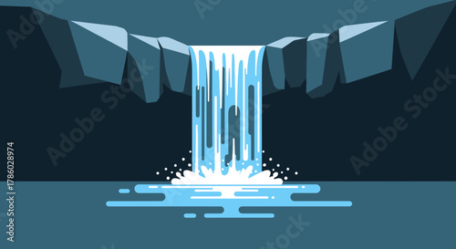 Majestic Waterfall Cascade in a Rocky Landscape.