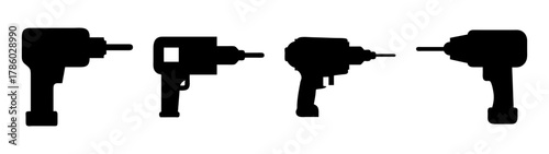 Silhouette of electric drills power tools vector illustration for construction and diy projects