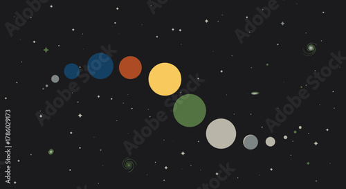 Planets in Space - A Colorful Solar System Illustration.