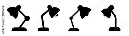 Illustration of desk lamps in various positions for interior design and home decor concepts