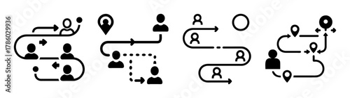 Teamwork workflow process management people connection path route business strategy planning diagram
