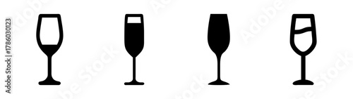 Champagne flutes vector illustration set for celebration toast new year's eve party design icon