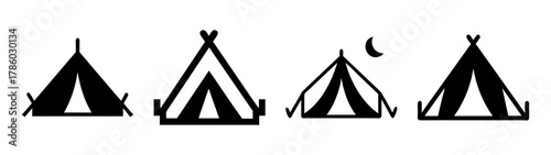 Camping tents illustration vector design for outdoor adventure travel and vacation in nature concept