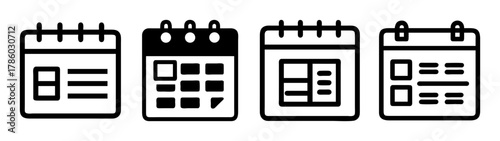 Black and white calendar icons set vector illustration for event planning and reminders design 90