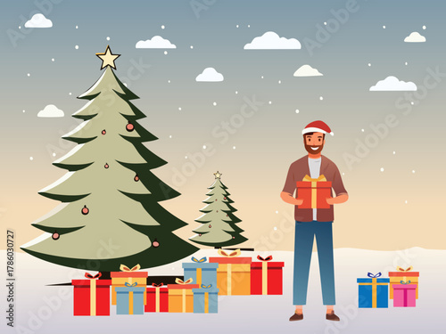 Christmas celebration concept vector art