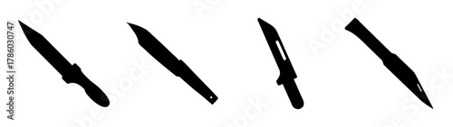 Collection of sharp black knives vector image for weapon enthusiasts and survivalists design needs