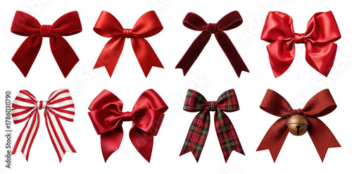 PNG Elegant red bows for decoration, element set on transparent background