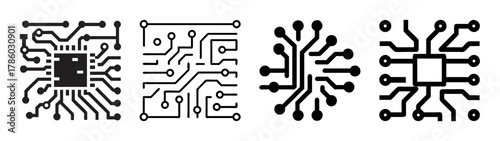 Explore black and white circuit board vector art for electronics and technology designs use cases