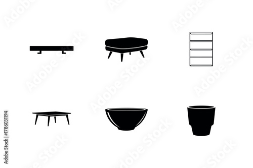 Interior Design Silhouette Icon Collection