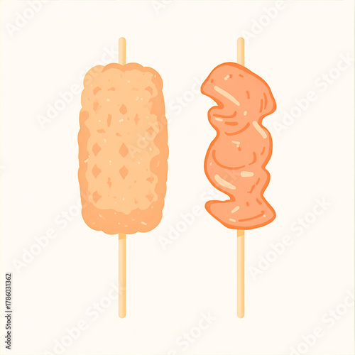 Korean Skewer Food Vector