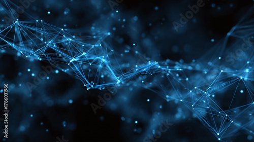 A captivating abstract digital network, with interconnected points and lines, forming a mesmerizing web of data and information