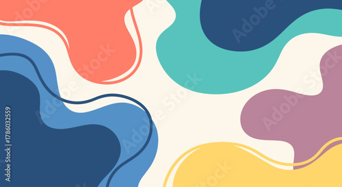 Bright and Playful Abstract Pattern with Smooth Shapes and Harmonious Color Combinations