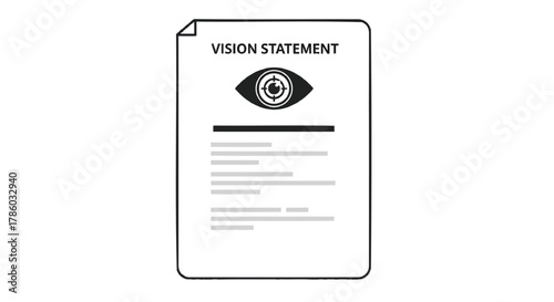 Vision statement document with eye and target icon representing future goals and strategic planning