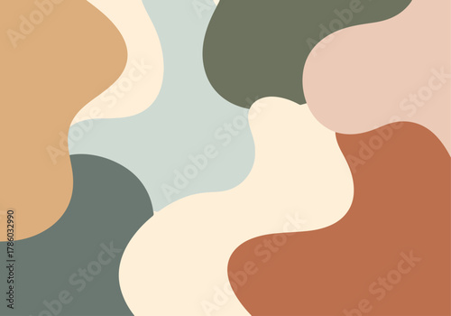 Abstract background minimalist, hand-drawn with geometric and organic shapes in different shades of brown. simple trendy flat vector illustration


