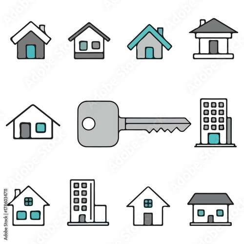 Real Estate, House and Home Flat Vector Icons Collection
