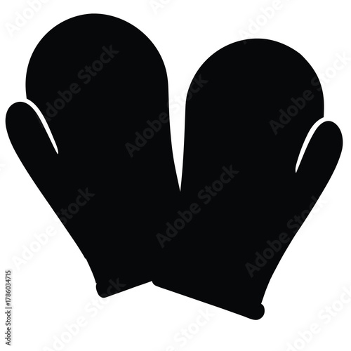 Isolated Oven Mitts Vector Icon for Baking or Cooking Equipment Protection Heat Proof