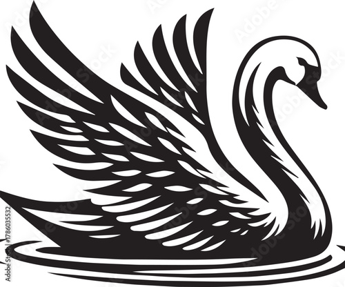 Elegant Swan in Black & White – Minimalist Monochrome Bird Photography