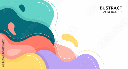 Abstract background with organic flowing shapes and freehand drawn lines. Modern minimalist design in scandinavian style. Vector illustration in pastel colors.