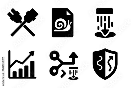 Teleportation vs. Classical Transfer. Solid style icons of teleportation vs classical transfer: traditional cable crossed, file