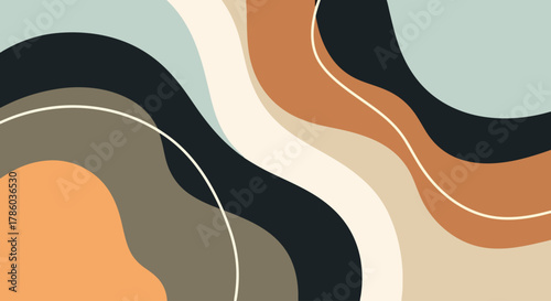 Abstract shapes and line in pastel colors. Neutral background in minimalist style. Contemporary vector Illustration