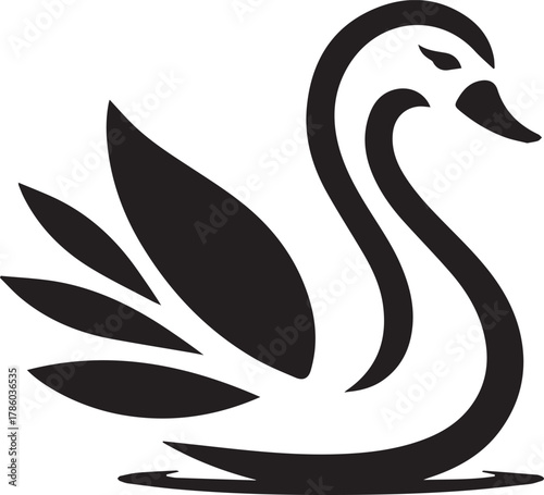 Elegant Swan in Black & White – Minimalist Monochrome Bird Photography