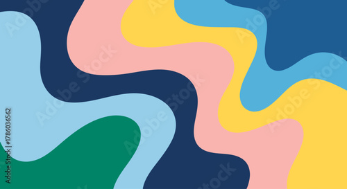 Abstract background with organic flowing shapes and freehand drawn lines. Modern minimalist design in scandinavian style. Vector illustration in pastel colors.