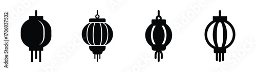 Collection of traditional asian paper lanterns vector illustration for chinese new year decorations